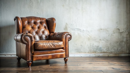 Luxury leather armchair in vintage room interior - Vintage Filterの素材