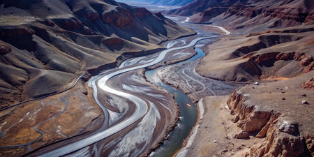 Landscape of colorful mountains and riverの素材