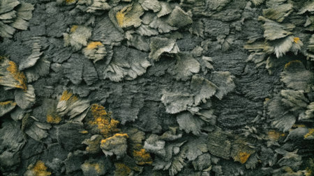 Rough tree bark with deep grooves and moss.の素材