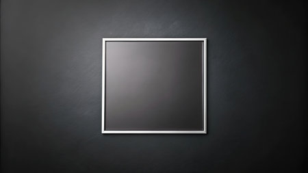 Empty square frame on a textured dark background.の素材