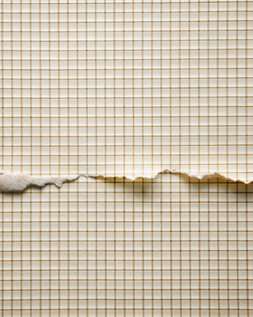 Torn graph paper with visible lines and rugged edgesの素材