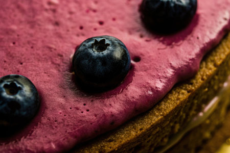 Blueberry Cheesecake with a Vibrant Purple Filling Close-Upの素材