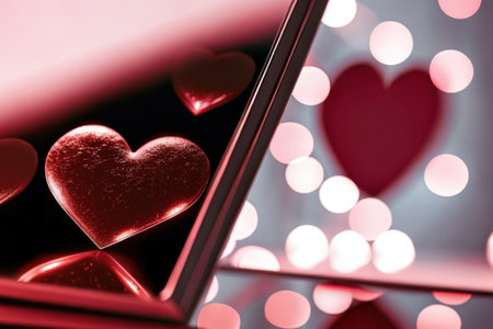 Red Hearts and Romantic Lights Backgroundの素材