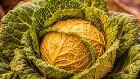 Close up of a savoy cabbageの素材