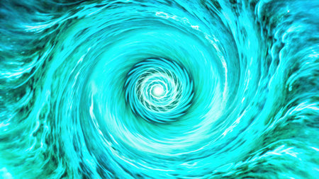 Blue cyan spiral vortex converging to bright white center abstract energy swirlの素材
