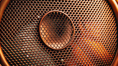 Audio speaker close up. Background and texture for graphic design or wallpaper.の素材