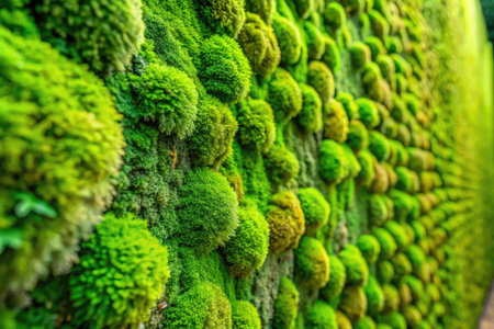 Green moss on the wall. Green moss texture background. Green moss texture.の素材