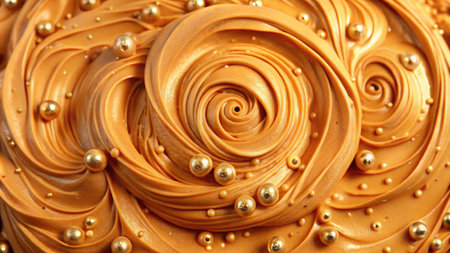 Creamy caramel swirls as a background, close up.の素材