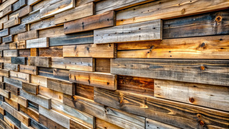 Wooden wall made of planks. Abstract background and texture for design.の素材