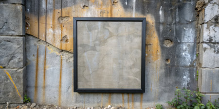 Black frame on the wall of the building. View from above.の素材