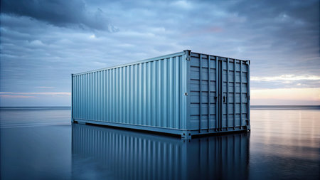 Cargo container on the sea at sunset.の素材