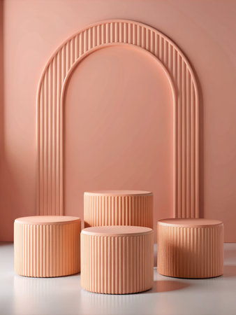 abstract minimal background, geometric forms, podiums for product presentationの素材