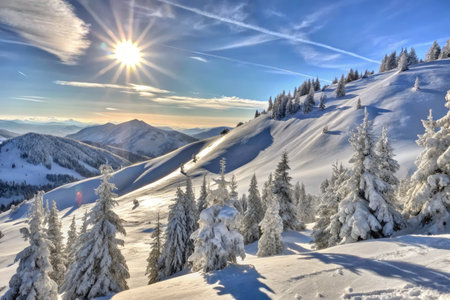 Beautiful winter landscape in the mountains.の素材