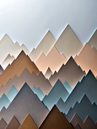 abstract background with paper cut shapes in blue, brown and beige colorsの素材