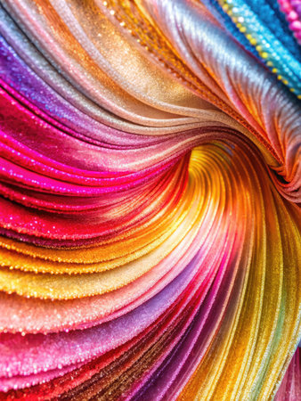 Multicolored shiny fabric as background, closeup. Textile textureの素材