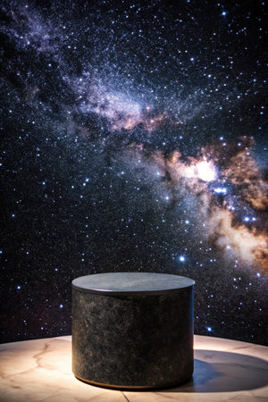 Empty podium on the background of the milky way.の素材