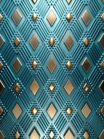 Blue metal background with rhombus pattern.の素材