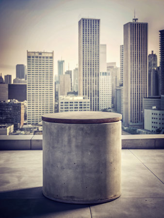 View of Chicago skyline from a rooftop.の素材
