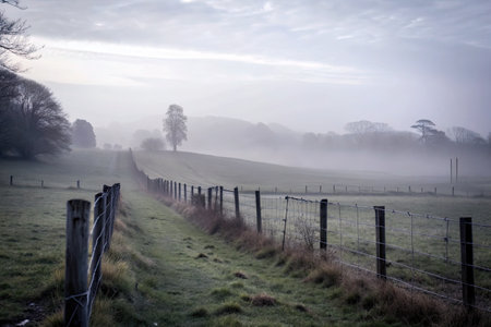 Foggy morning in Countryside landscapeの素材