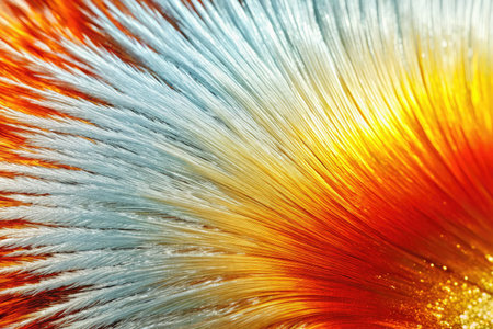 Colorful Betta Fish Fins with Blue, Yellow, and Red Gradient, Close-up Aquatic Nature Detailの素材