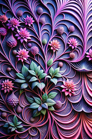 Abstract fractal flower, digital artwork for creative graphic design. Computer generated graphics.の素材