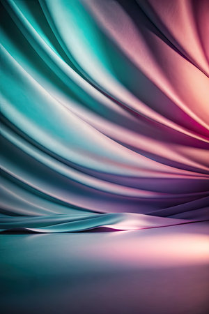 abstract background of blue and pink satin cloth with some folds in itの素材