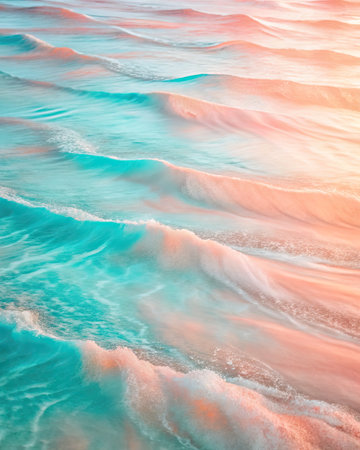 Beautiful seascape with turquoise sea water and sunsetの素材