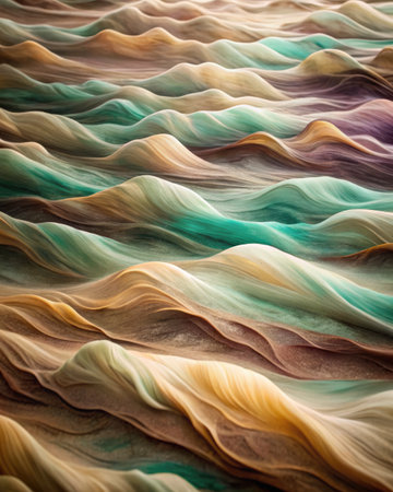 abstract background of a multi-colored wavy fabric closeupの素材