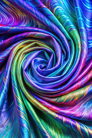 abstract background of colorful silk fabric with foldsの素材