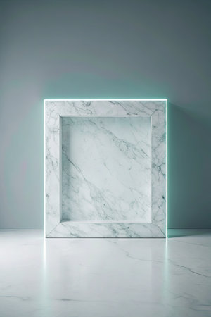 Luxury marble frame on white background.の素材