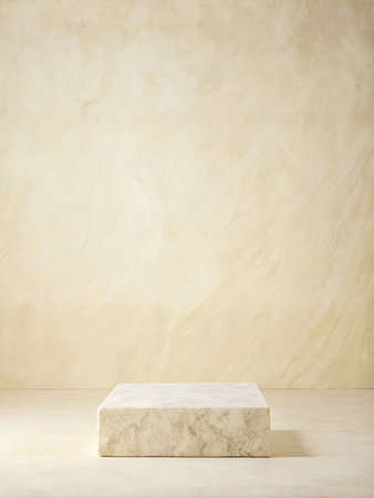 Empty white marble podium on concrete wall background. Mock upの素材