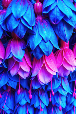 Colorful fuchsia flowers close-up. Abstract background.の素材