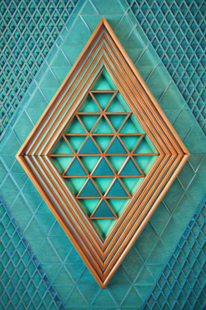 Wooden picture frames on a turquoise background. Toned.の素材