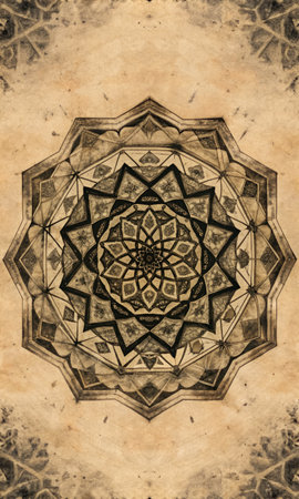 Oriental pattern, Mystical motif, Abstract exotic background.の素材