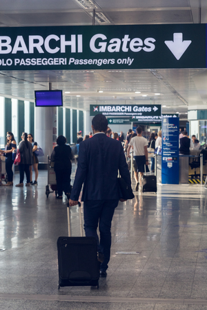 Passengers at the airport of Milanのeditorial素材