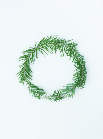 Circle branches in a square. Christmas background.の写真素材
