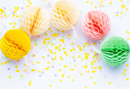 Chinese Lanterns for Birthday, Ornaments Decoration, Honeycomb Paper Balls birthday partyの写真素材