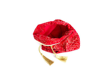 Blank Christmas bag on white shiny backgroundの写真素材