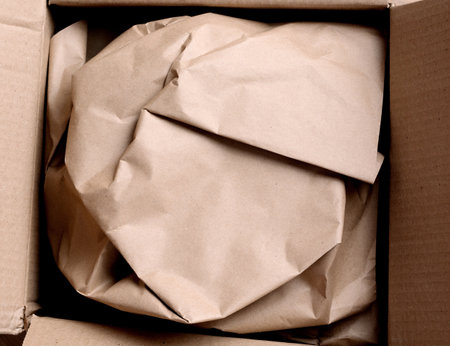 Craft wrapping paper in a boxの写真素材