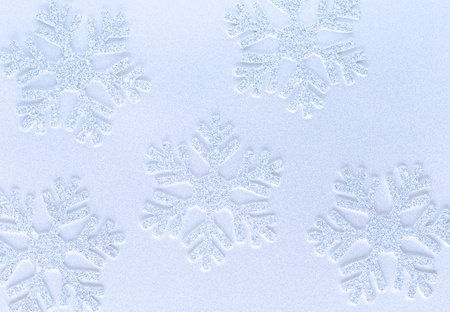 Large snowflakes on a blue background. Stylish Christmas concept.の写真素材