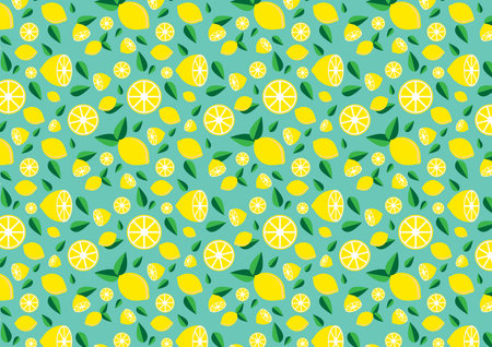 Lemons with leaves seamless pattern vector illustration
