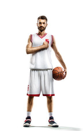 Basketball player isolated on whiteの写真素材