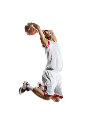 Basketball player isolated on whiteの写真素材