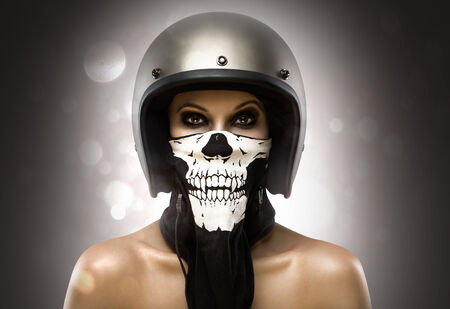 Sexy biker womanの写真素材