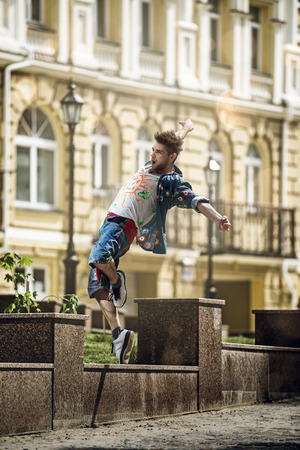 Street dancer in sunny dayの写真素材