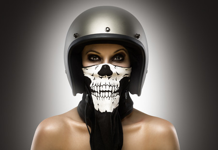 Sexy biker womanの写真素材