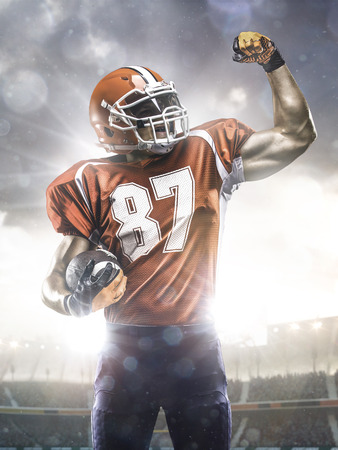 American football sportsman player in stadiumの写真素材