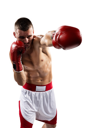 Professionl boxer is isolated on white backgroundの写真素材
