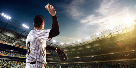 Professional baseball player in action on grand arena