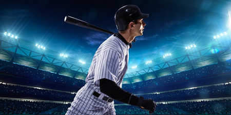 Professional baseball players on the grand arena in nightの写真素材